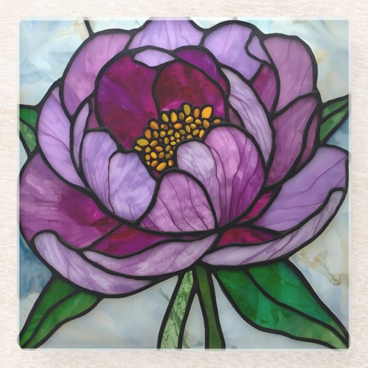 Dessous-de-verre En Verre Purple Peony Stained  (Devant)
