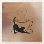 Dessous-de-verre En Verre Purrfect Coasters Set: Coffee & Cats (Devant)