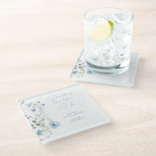 Dessous-de-verre En Verre Quelque Chose de Bleu Fête de Mariage de Fleurs Sa