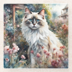 Dessous-de-verre En Verre Ragdoll Chat en anglais Garden