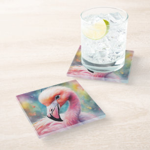 Dessous-de-verre En Verre Rainbow Birds Flamingo 2