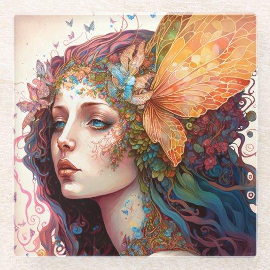 Dessous-de-verre En Verre Rainbow Goddess Imaginaire Art (Devant)