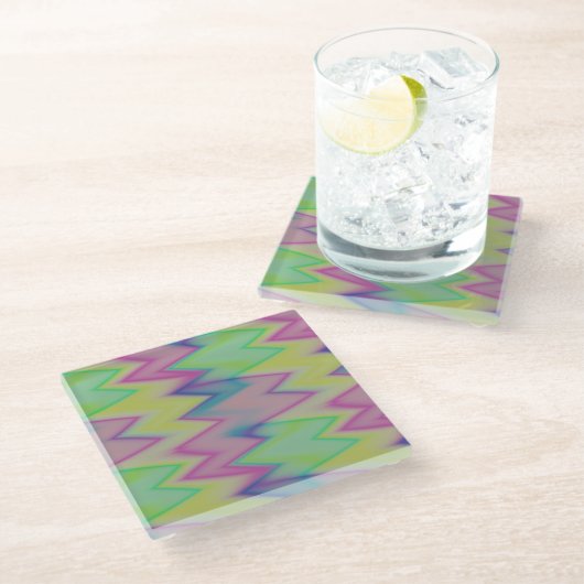 Dessous-de-verre En Verre Rainbow Zigzags (Incliné)