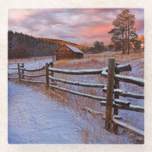 Dessous-de-verre En Verre Ranch de neige (Devant)