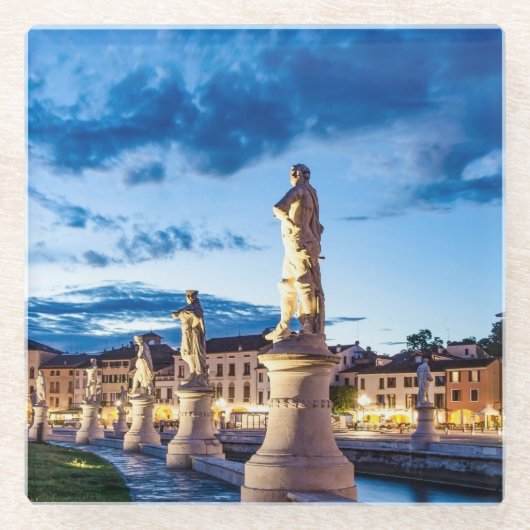 Dessous-de-verre En Verre Rangée de statues illuminées à Padova (Devant)