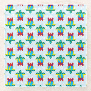 Dessous-de-verre En Verre Rasta Island Colours Tortue tribale Florale