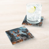 Dessous-de-verre En Verre Rat Terrier Halloween Éffrayant (Incliné)