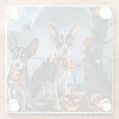 Dessous-de-verre En Verre Rat Terrier Halloween Éffrayant (Dos)