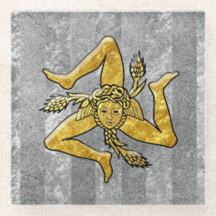 Dessous-de-verre En Verre Rayure argentée sicilienne de Trinacria