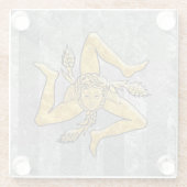 Dessous-de-verre En Verre Rayure argentée sicilienne de Trinacria (Dos)