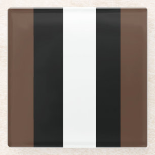 Dessous-de-verre En Verre rayures Brown, noir et blanc