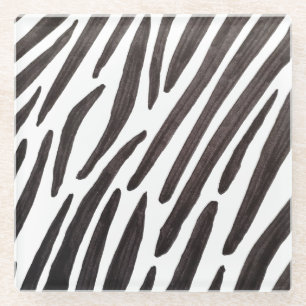 Dessous-de-verre En Verre Rayures de zèbre noir et blanc