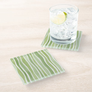 Dessous-de-verre En Verre Rayures vert lime ondulées
