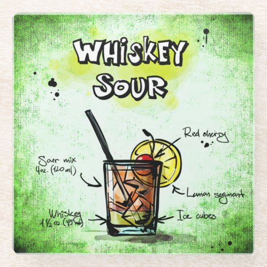 Dessous-de-verre En Verre Recette Whiskey Sour Drink (Devant)