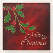 Dessous-de-verre En Verre Red Berry Holly Christmas (Devant)