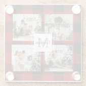 Dessous-de-verre En Verre Red Buffalo Plaid & Collage Photo Avec Initiale (Dos)