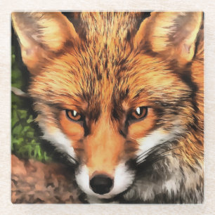 Dessous-de-verre En Verre Red Fox Beau Art de la faune