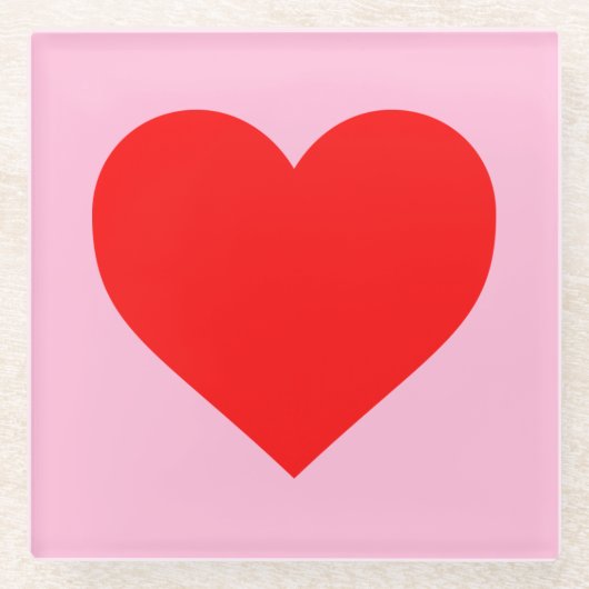 Dessous-de-verre En Verre Red Heart Beat Pastel Rose (Devant)