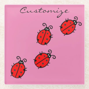 Dessous-de-verre En Verre Red Ladybugs Crawling Thunder_Cove
