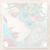 Dessous-de-verre En Verre Red Lips et Rose Peacock Abstrait (Dos)