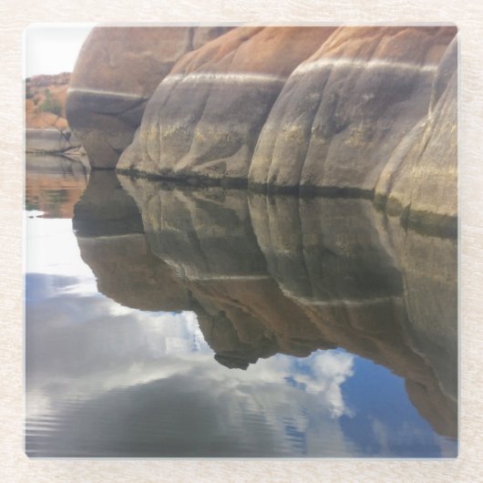 Dessous-de-verre En Verre Red Rock Réflexions Calm Lake Water Southwest (Devant)