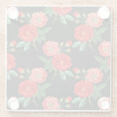 Dessous-de-verre En Verre Red Roses, Black Background, (Dos)