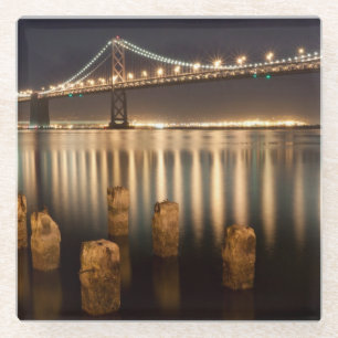 Dessous-de-verre En Verre Réflexions de nuit de pont de baie d'Oakland