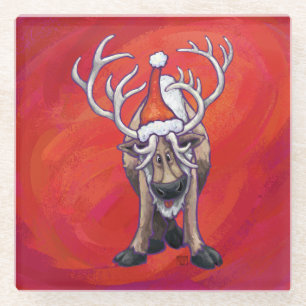 Dessous-de-verre En Verre Reindees Noël Sur Vert