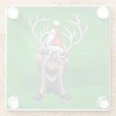 Dessous-de-verre En Verre Reindees Noël Sur Vert (Dos)