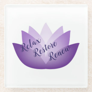 Dessous-de-verre En Verre Relax Restaurer Renouveler Lotus Lavender Lotus Fl