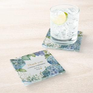 Dessous-de-verre En Verre Remerciement de douche de mariée Hydrangeas bleues