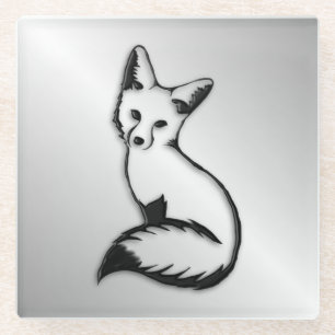 Dessous-de-verre En Verre Renard argenté