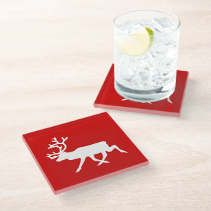Dessous-de-verre En Verre Rennes blanches / Silhouette caribou