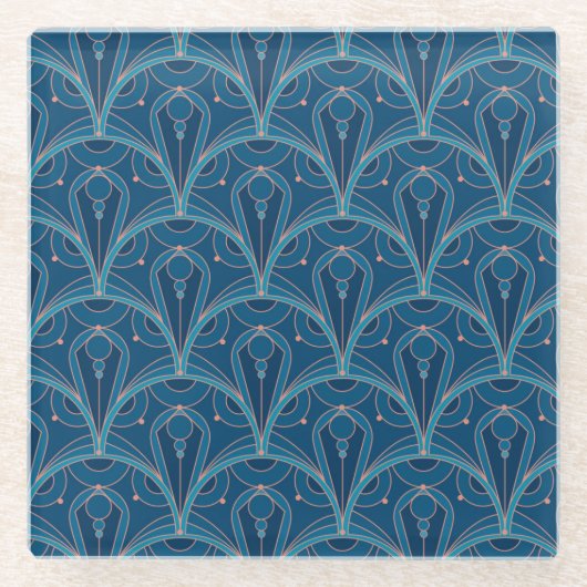 Dessous-de-verre En Verre Repeating geometric Art Deco pattern (Devant)