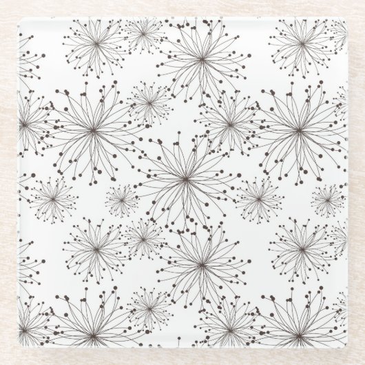 Dessous-de-verre En Verre Rétro arrière - plan floral (Devant)