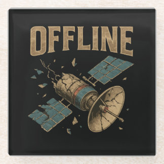 Dessous-de-verre En Verre Retro Broken Satellite "OFFLINE" Space Art