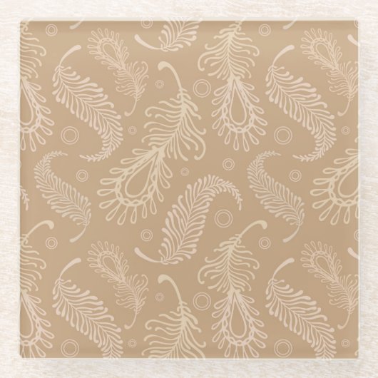 Dessous-de-verre En Verre Rétro-feater-pâle-motif (Devant)