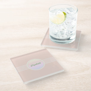 Dessous-de-verre En Verre Retro Glam Personnalisé Pastel Rose Corail et Opal