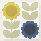 Dessous-de-verre En Verre Retro Groovy Summer Flowers Stems (Devant)