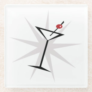 Dessous-de-verre En Verre Retro Martini