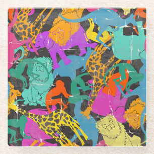 Dessous-de-verre En Verre Rétro motif animal de silhouettes