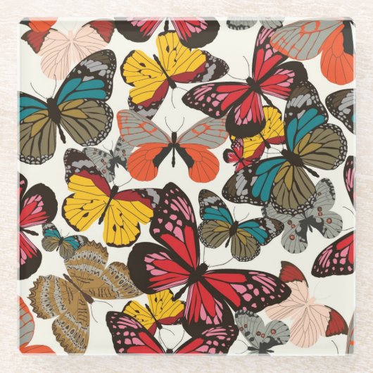 Dessous-de-verre En Verre Rétro motif floral (Devant)