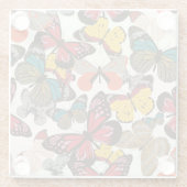 Dessous-de-verre En Verre Rétro motif floral (Dos)