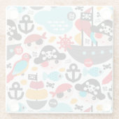 Dessous-de-verre En Verre Rétro navigation d'illustration de pirates (Dos)