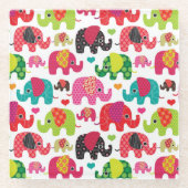 Dessous-de-verre En Verre rétro papier peint de motif d'enfants d'éléphant (Devant)