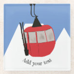 Dessous-de-verre En Verre Retro Ski Ascenseur Ski Montagne des neiges Illust<br><div class="desc">Un cadeau sur le thème du ski moderne pour lui et elle. Motif d'illustration de télécabine retro pour skieur. Ski décoration et cadeaux de maison à thème.</div>