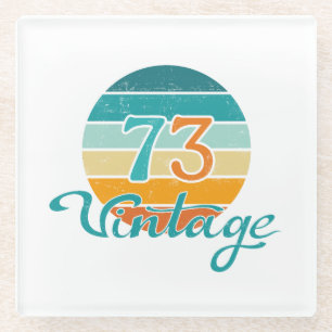 Dessous-de-verre En Verre Retro Sunset 73 Vintage en détresse