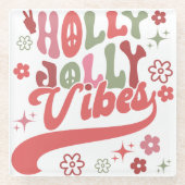 Dessous-de-verre En Verre Retro Super Holly Jolly Vibes (Devant)