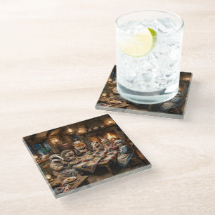 Dessous-de-verre En Verre Réunion de patchwork des créatures de la forêt