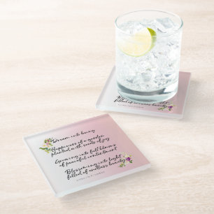 Dessous-de-verre En Verre Rêve Floral Rose Pâle Poème (écrit par moi)